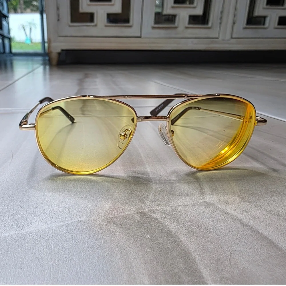 Zenni Optical Gold Aviator Frames Only 419014 Retro Double Bridge Eye Glasses D1